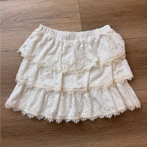 BCBG Max Azria Elegant Lace Tiered White Skirt